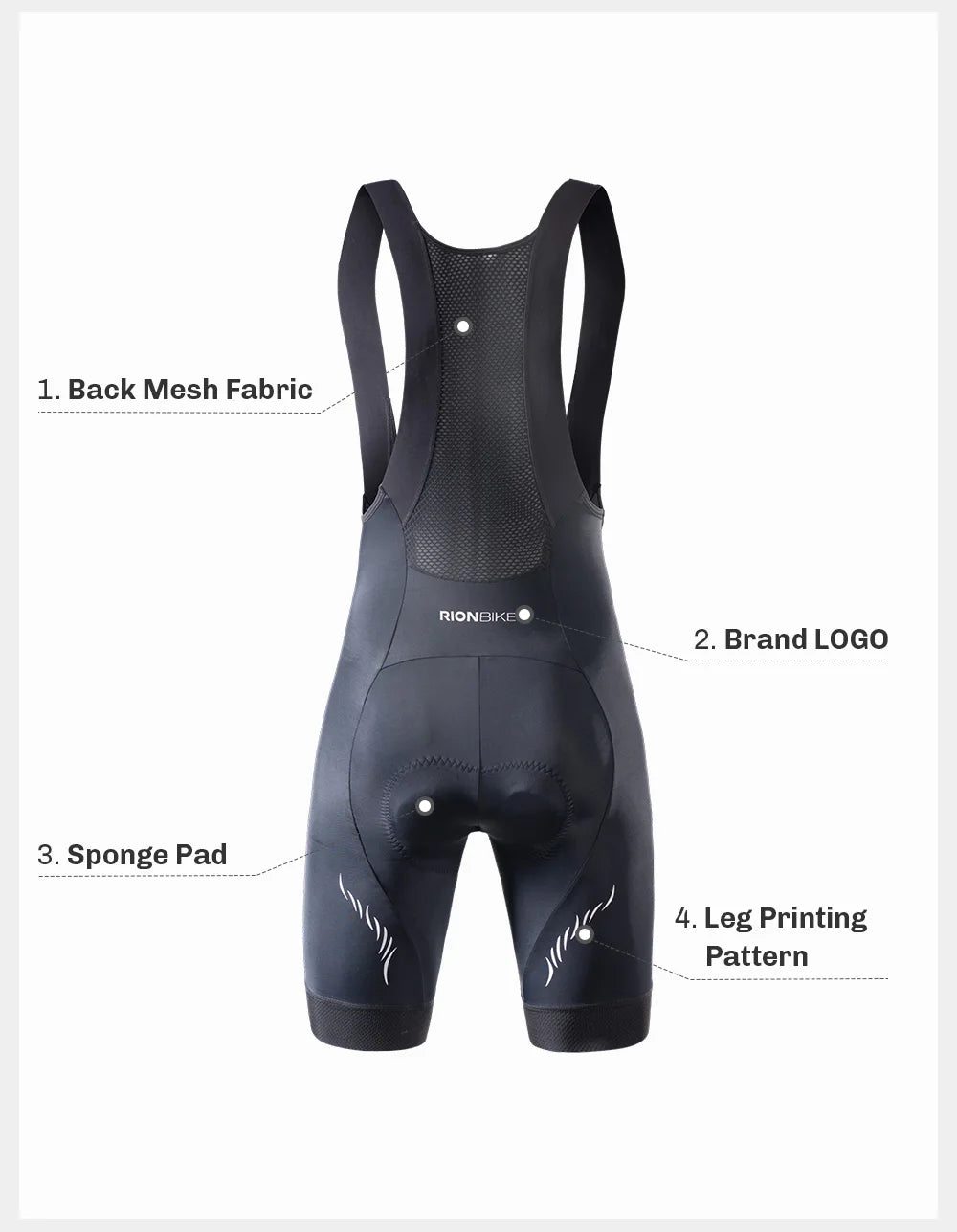 RION Cycling Bib Shorts Men MTB Bibs Road Bike Tights Padded Bicycle Wear Pro Biker Clothing  Medium Distance Reflective Summer