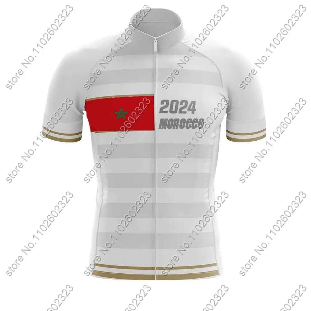 Morocco National Team 2024 Cycling Jersey Set Summer Cycling Clothing Road Bike Shirts Suit Bicycle bib Shorts MTB Maillot