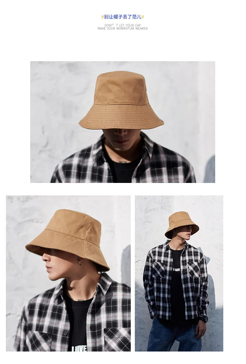 High Quality Soft Cotton Large Fishing Sun Cap Women Beach Bucket Hat Dad Wide Brim Boonie Cap Big Head Men Oversize Panama Hats