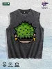Cartoon Plant Graphic Washed Vest US Warehouse 3 Colors Cotton Tank