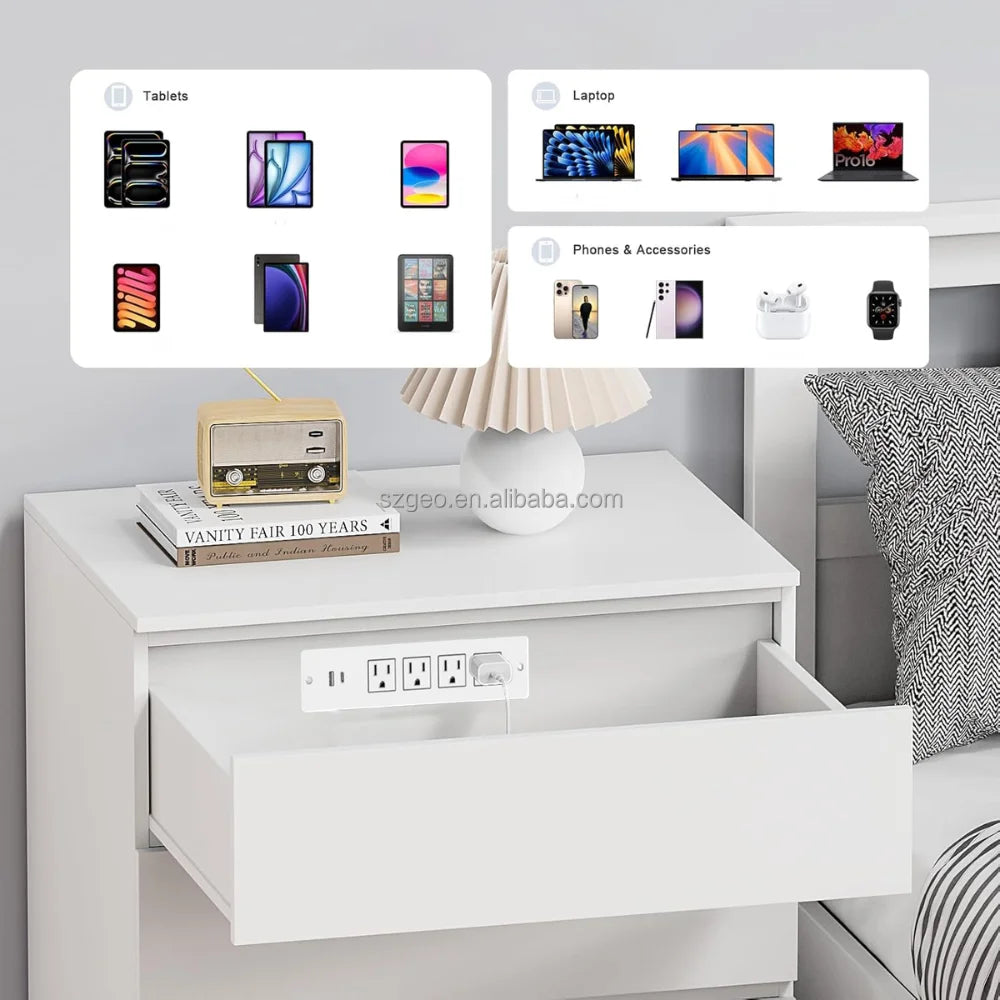 Recessed Power Strip Charging Station with USB Ports Surge Protector with Extension Cord for Home Office White Power Strip