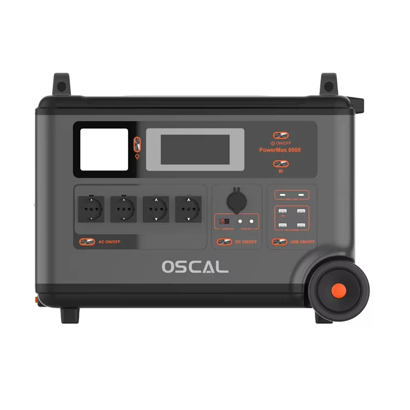 EU Stock PowerMax 6000 Portable Power Station 6000w 57600kWh 120V/240V Dual Voltage Smart APP Control Rugged Oscal Powermax 6000