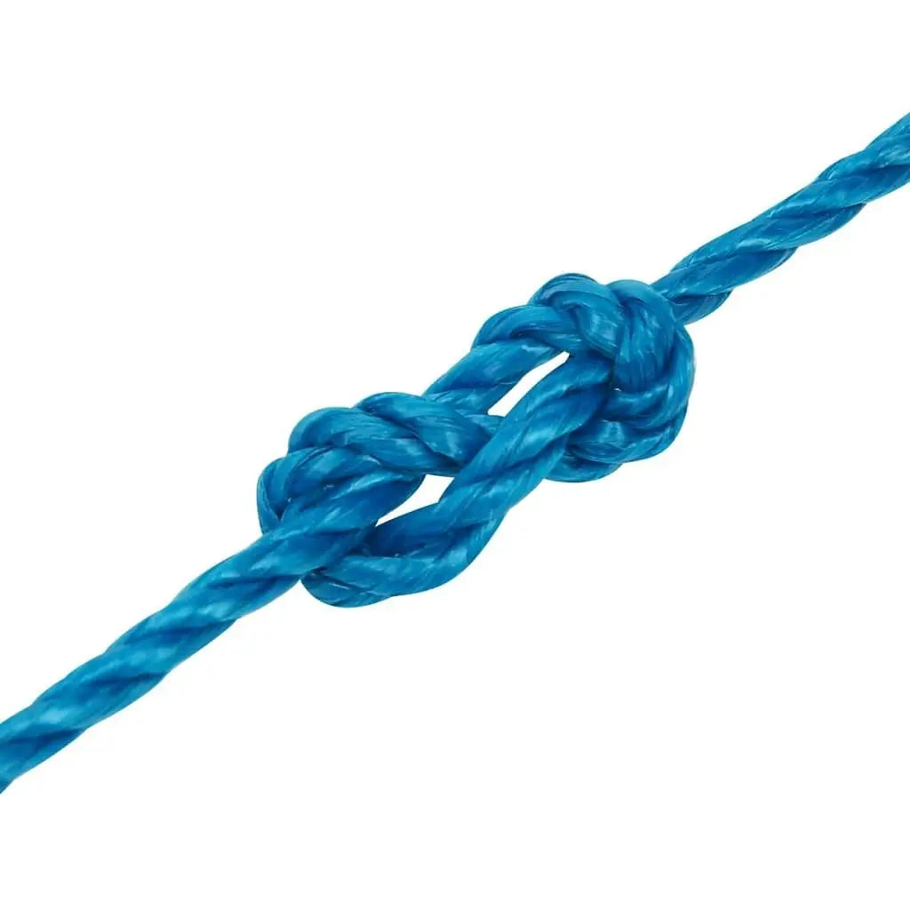 W2B VidaXL Work Rope 0.12\" Blue Polypropylene UV Resistant Double Braid 3-Strand Braided Structure Roll Packed