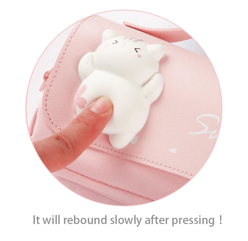 Sakura Pencil Bag PU Leather Pen Case Candy Color Japan Stationery Box Green Pink Organizer School Supplies Gift Ruler Pouch Hol