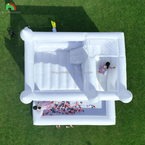 15x15x10ft White Inflatable Bounce Castle Kids Bounce House with Slide,Ball Pit for Party