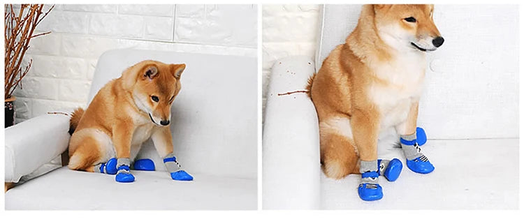 4pcs/Set Dogs Winter Socks Puppy Warm Waterproof Anti-Slip Boots for Small Large Dogs Cats Outdoor Pet Chihuahua Teddy Shoes
