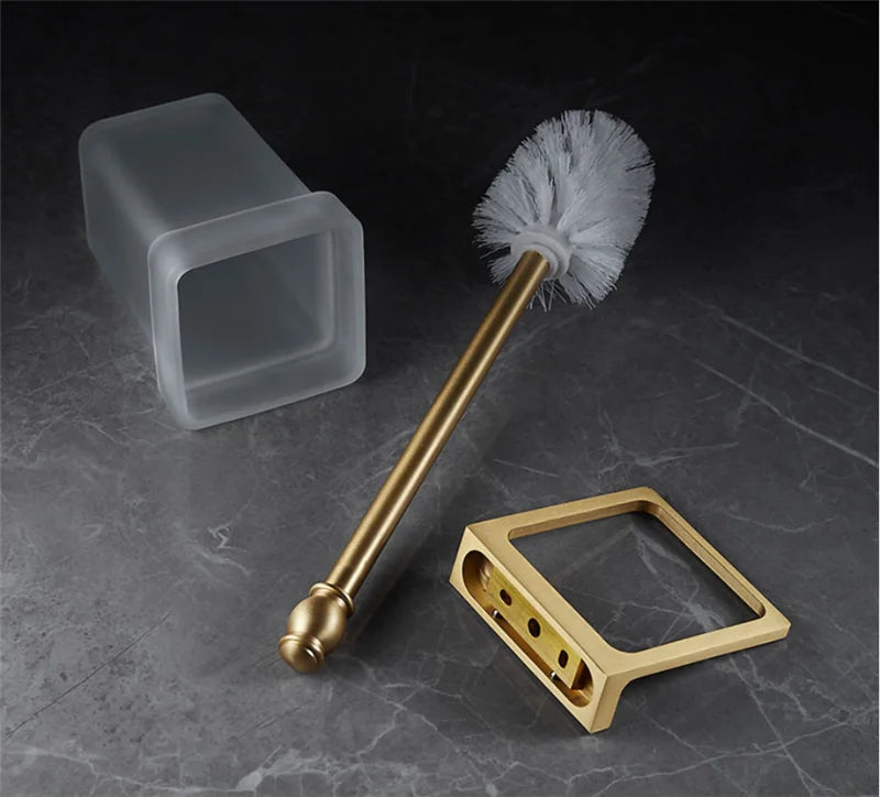 Bathroom Accessories Bathroom Shelf Towel Rack Paper holder Toilet Brush Holder Towel Ranger Brushed Gold Brass Bath Hardware