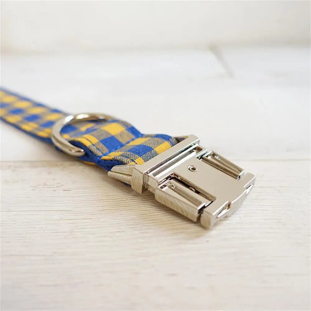 Personalized Pet Collar Customized Nameplate ID Tag Adjustable Blue Yellow Plai Cat Dog Collars Lead Leash