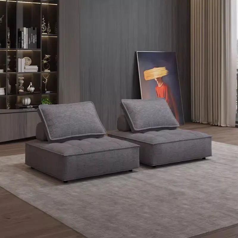 Modern Minimalist Modular Sofa Extremely Simple Tofu Block Design Sponge Small Apartment Living Room Set( Set of 2)