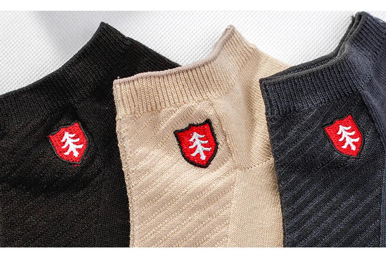 3/5Pairs High Quality Bamboo Fiber Men‘s And Women Socks Embroidery Boat Ankle Socks Men Gifts Spring Summer Socks