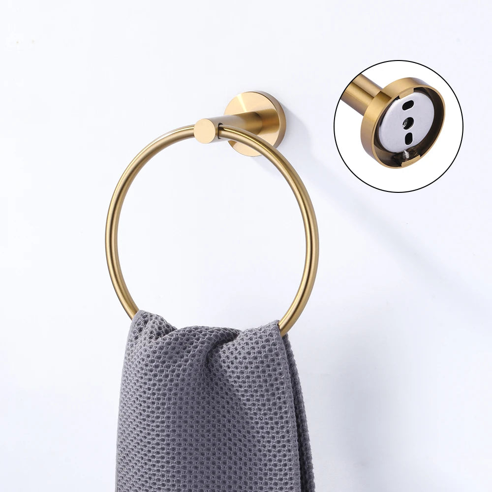 Elegant Lever Design Bathroom Accessories Single Towel Bar Robe Hooks Gold Stainless Steel 304 Bath Hardware Set