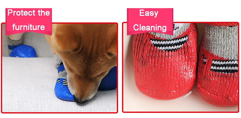 4pcs/Set Dogs Winter Socks Puppy Warm Waterproof Anti-Slip Boots for Small Large Dogs Cats Outdoor Pet Chihuahua Teddy Shoes