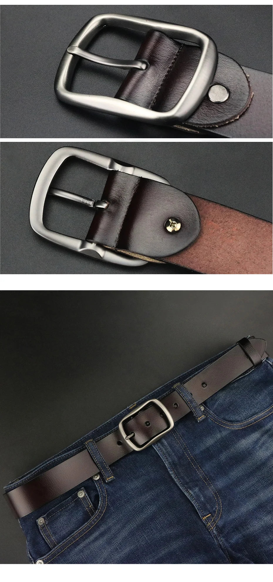 Maikun Men's Business Casual Large Size Belt Fashionable Genuine Leather Belts Popular Father's Day Gift