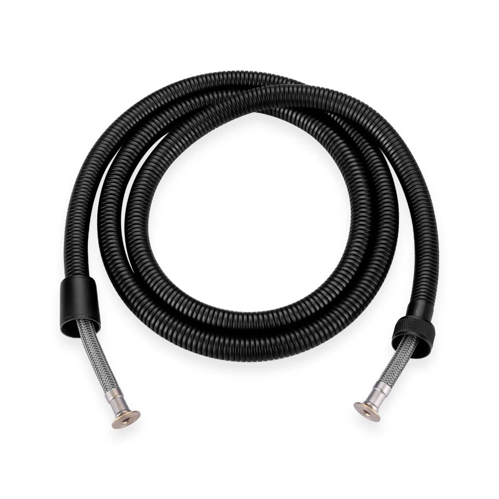 Matte Black Insert Stainless Steel Hand Held Shower Tube Bathroom Replacement Shower Hose Flexible Shower Double Joint Hose