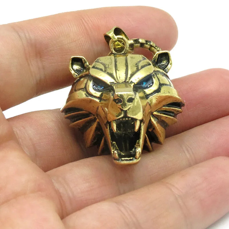 Wizard School Caucasus Bear Medallion Pendant Necklace 31*34mm Blue Rhinestone Wild Cosplay Game Animal Chain Necklace With Bag