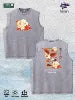 Oriental Peony & Crane Graphic Washed Vest US Warehouse 3 Colors Cotton Tank