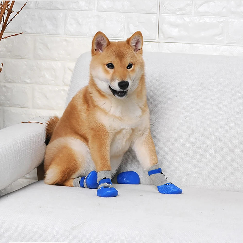 4pcs/Set Dogs Winter Socks Puppy Warm Waterproof Anti-Slip Boots for Small Large Dogs Cats Outdoor Pet Chihuahua Teddy Shoes