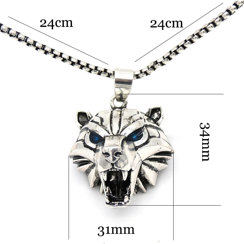 Wizard School Caucasus Bear Medallion Pendant Necklace 31*34mm Blue Rhinestone Wild Cosplay Game Animal Chain Necklace With Bag