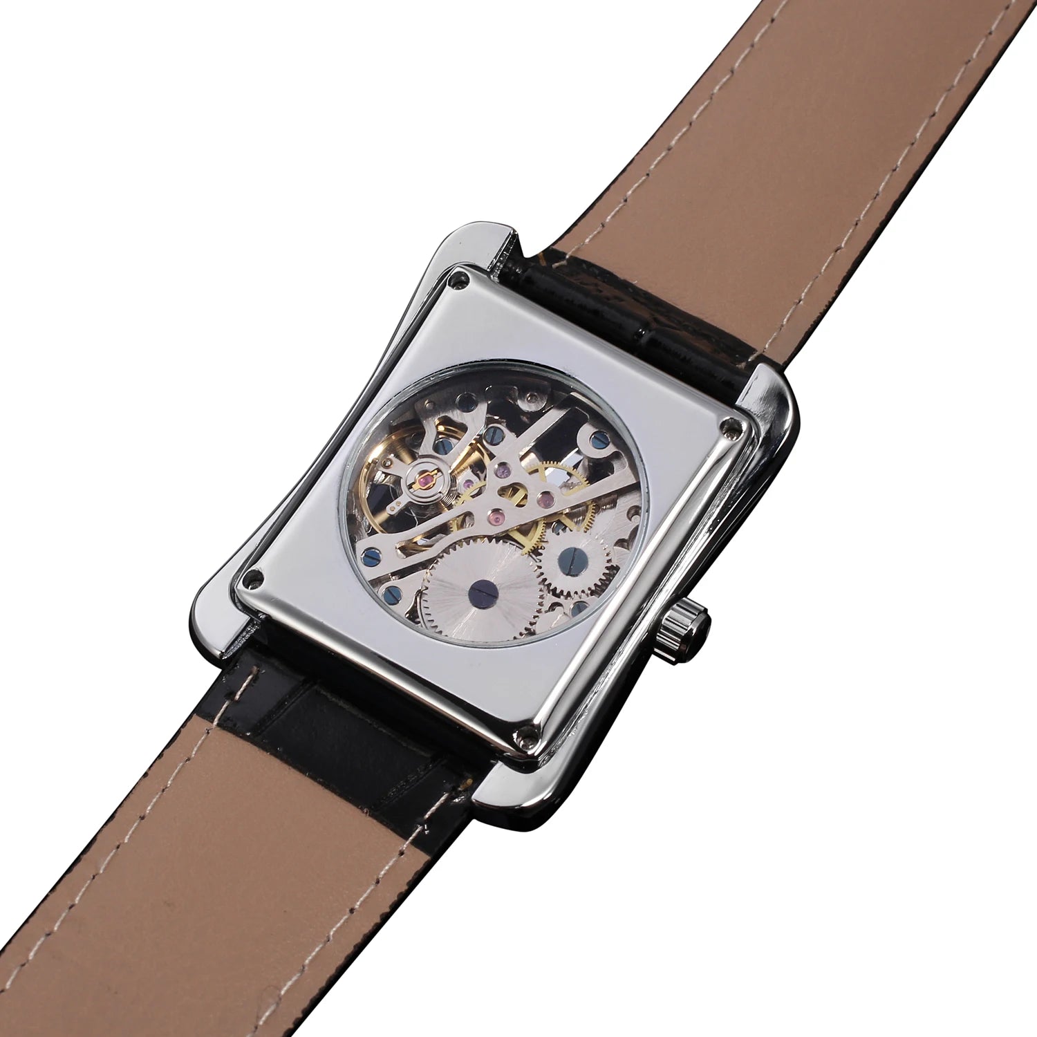 T-WINNER Watch Rectangular mechanical Watch Men's Watch Gold Belt Wrist Watch Hollow hand Mechanical watch