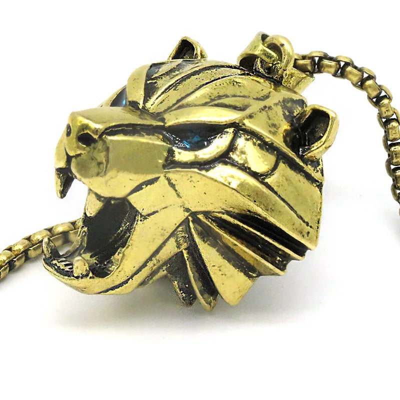 Wizard School Caucasus Bear Medallion Pendant Necklace 31*34mm Blue Rhinestone Wild Cosplay Game Animal Chain Necklace With Bag