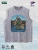 Hunting Skull & Dog Graphic Washed Vest US Warehouse 3 Colors Cotton Tank