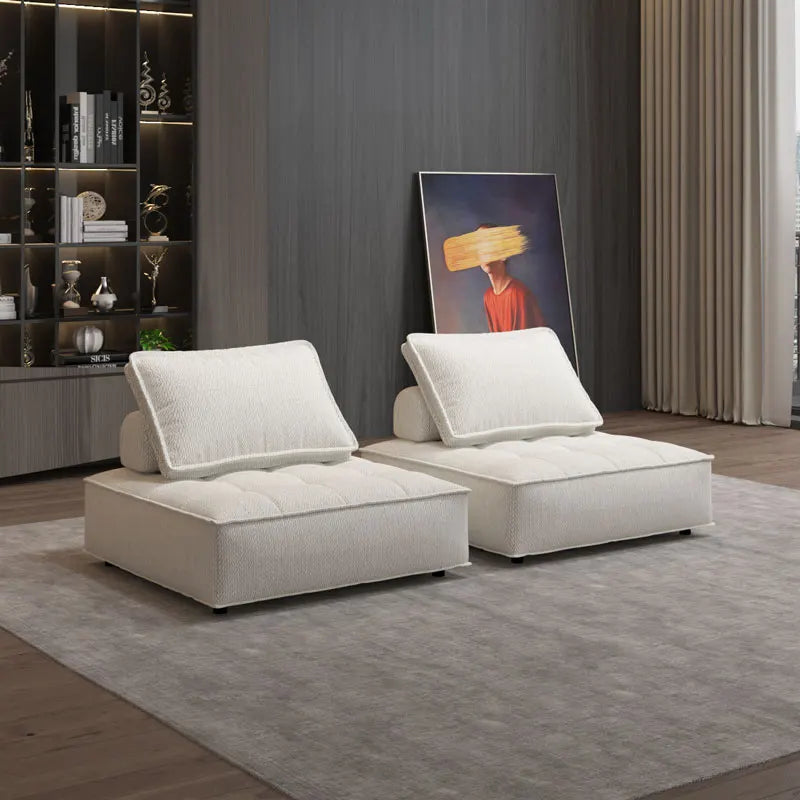 Modern Minimalist Modular Sofa Extremely Simple Tofu Block Design Sponge Small Apartment Living Room Set( Set of 2)