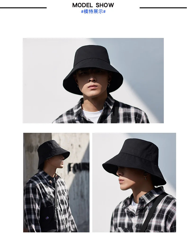 High Quality Soft Cotton Large Fishing Sun Cap Women Beach Bucket Hat Dad Wide Brim Boonie Cap Big Head Men Oversize Panama Hats
