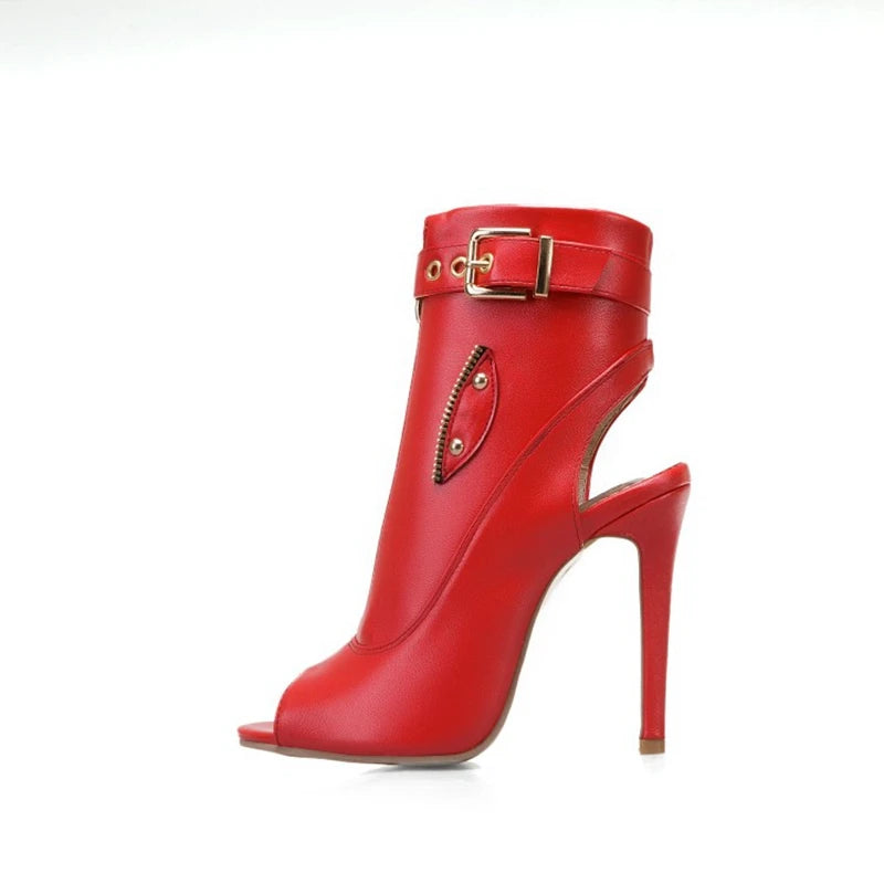 REAVE CAT Summer Sandals Ankle Boots Women 11cm Stiletto High Heels Shoes Peep Toe Ladies Big Size 34-50 F1505