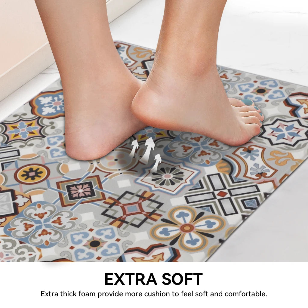 Heavy Duty PVC Design Cushioned Anti-Fatigue Kitchen Mat Waterproof Non-Slip Ergonomic Comfort Rug