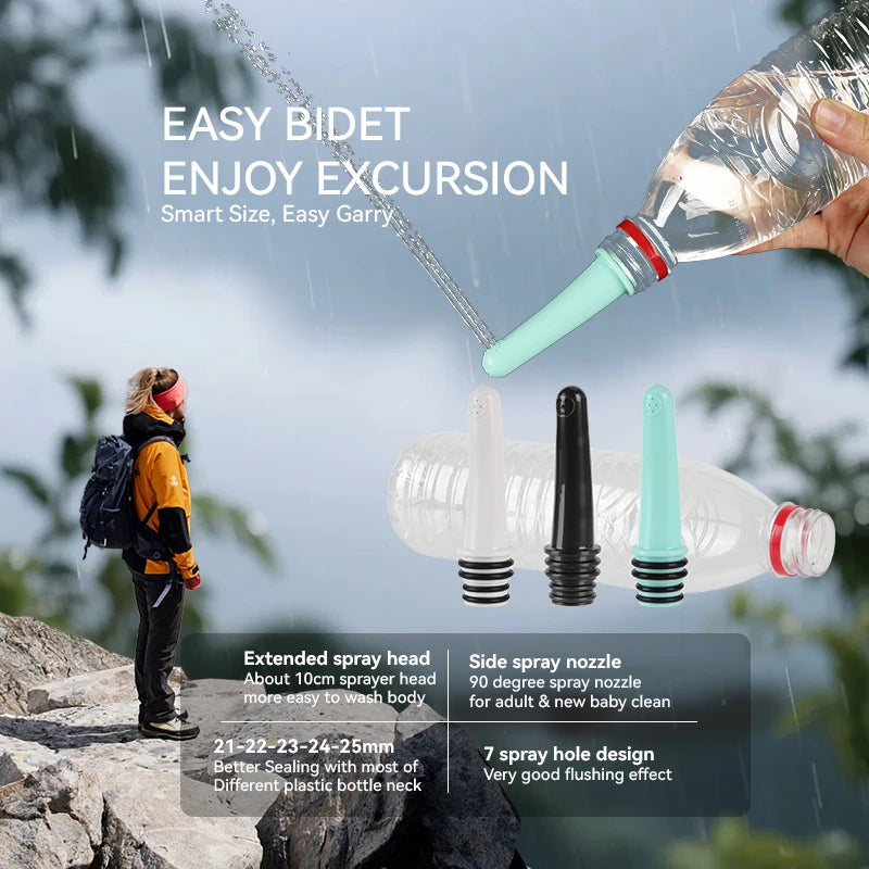 3pcs Pack Portable Foldable ABS Douche Bidet Sprayer Ultralight Travel Toilet for Hiking Camping Compatible Every Bottle Shattaf