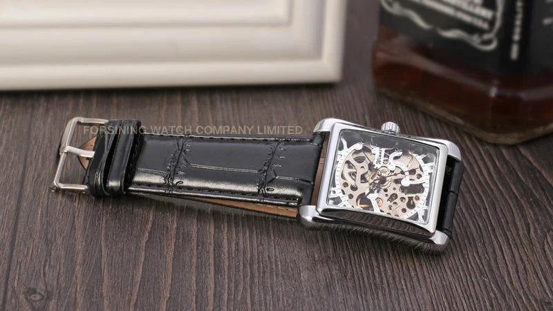 T-WINNER Watch Rectangular mechanical Watch Men's Watch Gold Belt Wrist Watch Hollow hand Mechanical watch