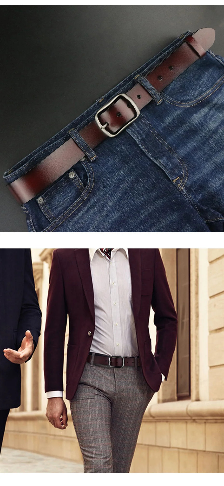 Maikun Men's Business Casual Large Size Belt Fashionable Genuine Leather Belts Popular Father's Day Gift