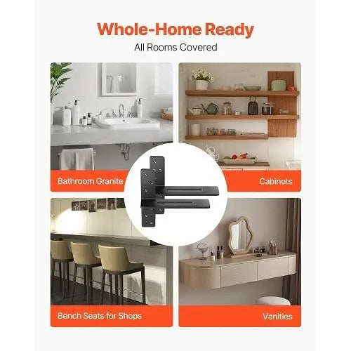 W2B Heavy Duty 12 Inch/304.8 mm Floating Steel Shelf Brackets 2 Pcs for Cabinet Application