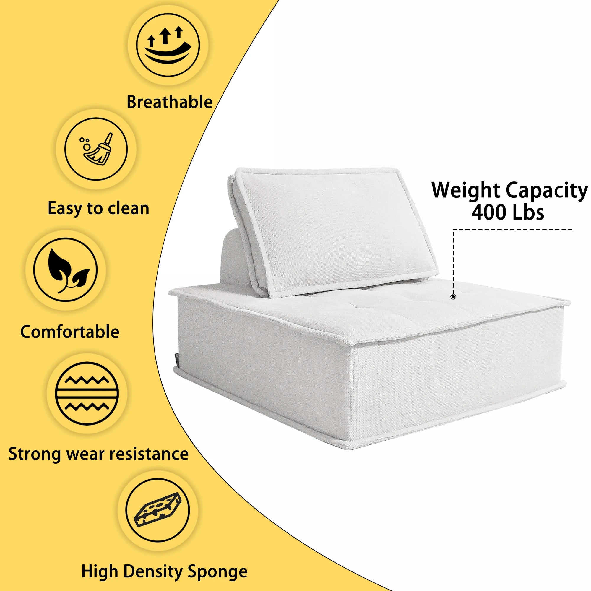 Modern Minimalist Modular Sofa Extremely Simple Tofu Block Design Sponge Small Apartment Living Room Set( Set of 2)
