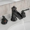 Modern  Brushed Gold Two Handle Basin Deck Mounted Faucet Brass Widespread for Living Room Bathroom Ceramic Valve USA Stock