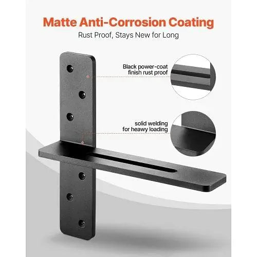 W2B Heavy Duty 12 Inch/304.8 mm Floating Steel Shelf Brackets 2 Pcs for Cabinet Application