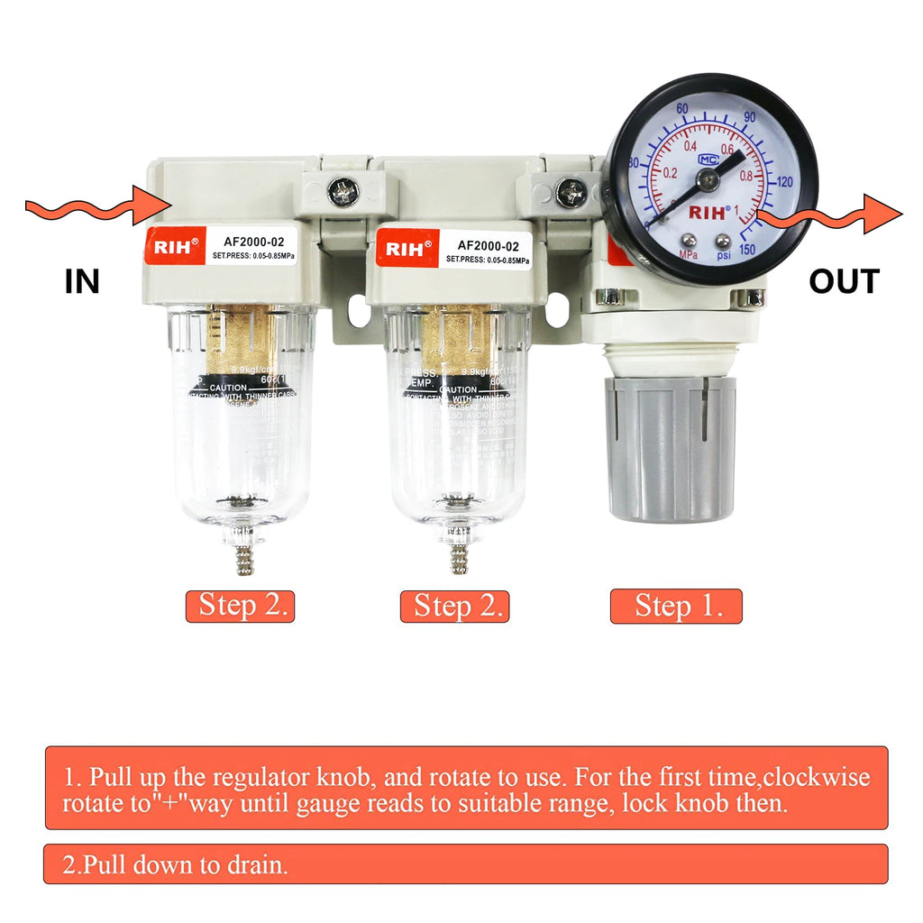 High Quality Aluminum Water Separator Air Filter Combination AC2110-02 G1/4 Air Source Treatment Unit