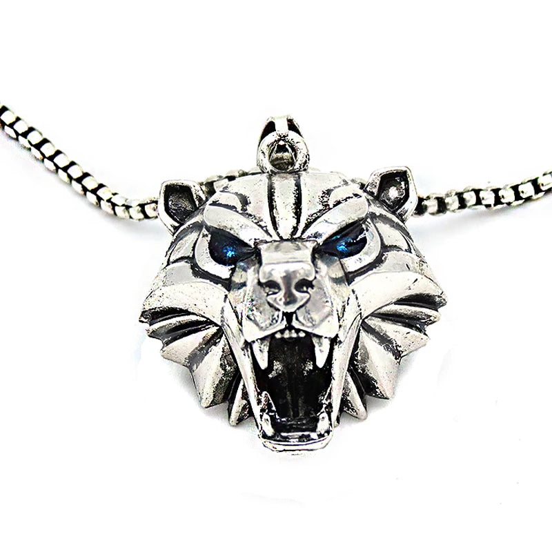 Wizard School Caucasus Bear Medallion Pendant Necklace 31*34mm Blue Rhinestone Wild Cosplay Game Animal Chain Necklace With Bag