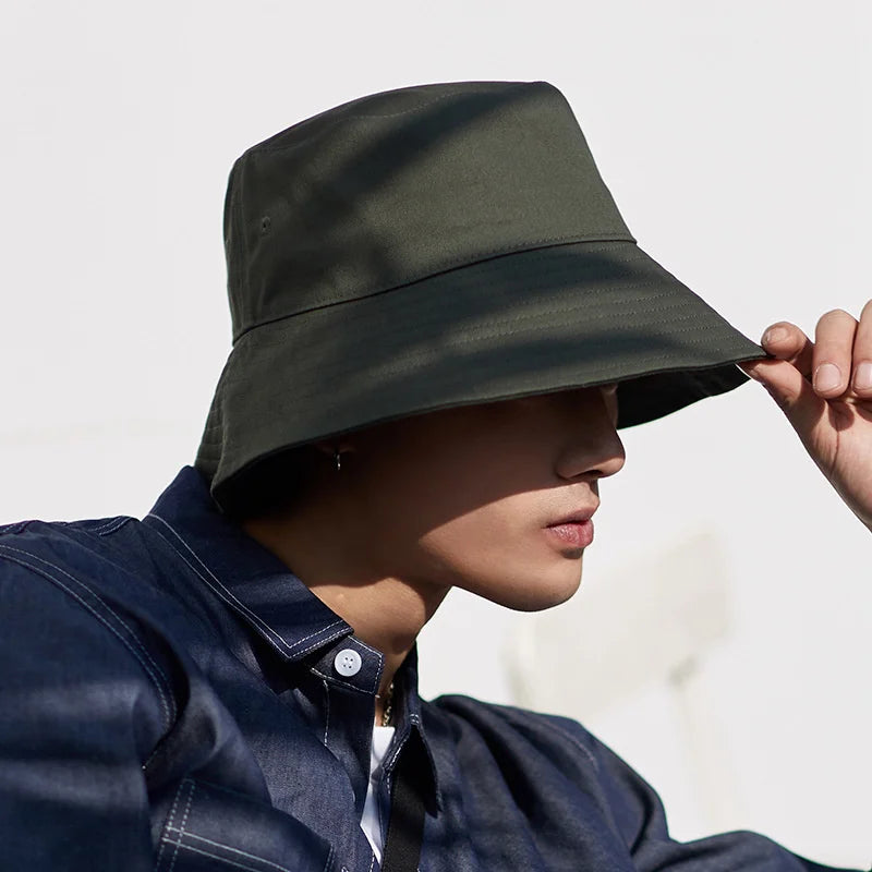 High Quality Soft Cotton Large Fishing Sun Cap Women Beach Bucket Hat Dad Wide Brim Boonie Cap Big Head Men Oversize Panama Hats
