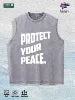 PROTECT YOUR PEACE Slogan Graphic Washed Vest US Warehouse 3 Colors Cotton Tank