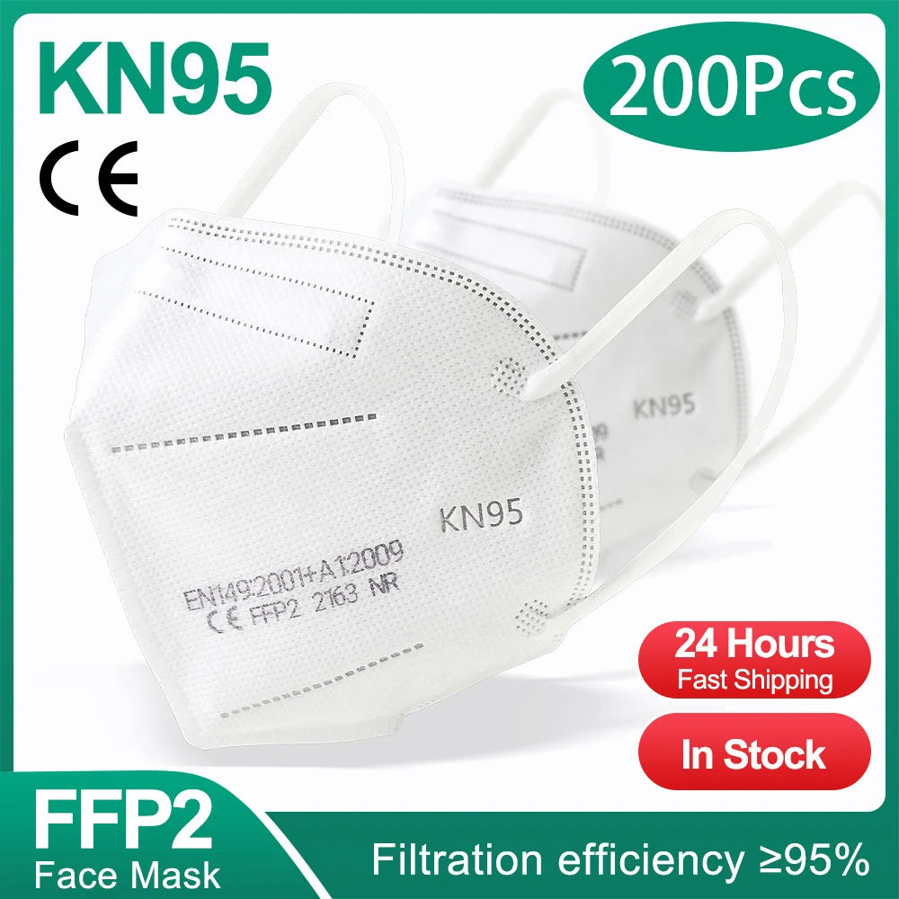 10-200pcs ffp2mask Black kn95 mascarillas negra Adults 5 Layers fpp2 approved kn95 CE Respirator Face Mask ffp2reutilizable ffp3