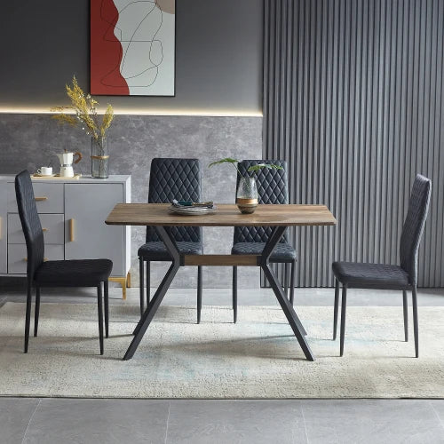 Wood Simple Dining Table with Metal Leg , Eco-friendly Dining Table Set for  Home Kitchecn