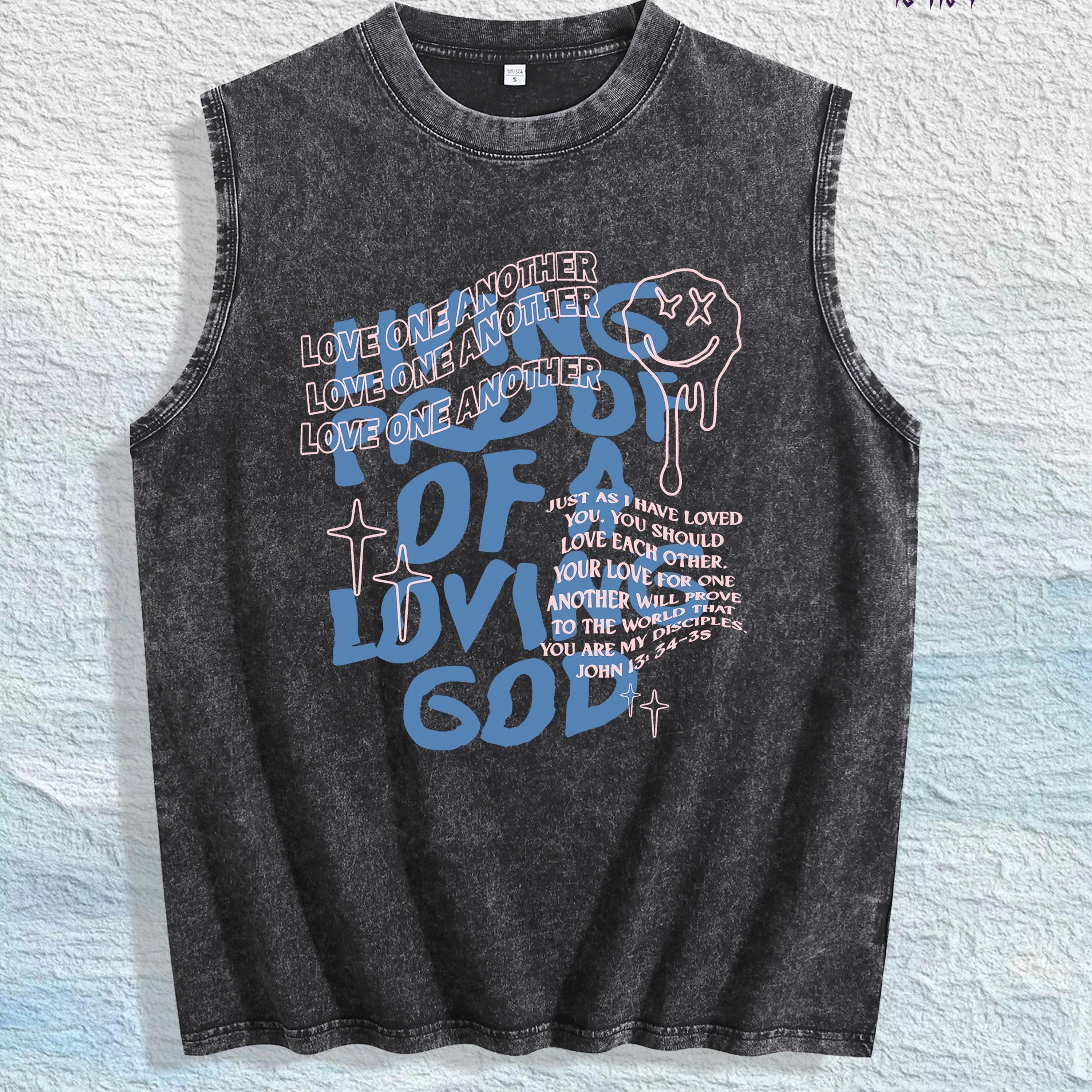 LOVE ONE ANOTHER Graphic Washed Vest US Warehouse 3 Colors Cotton Tank