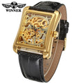 T-WINNER Watch Rectangular mechanical Watch Men's Watch Gold Belt Wrist Watch Hollow hand Mechanical watch