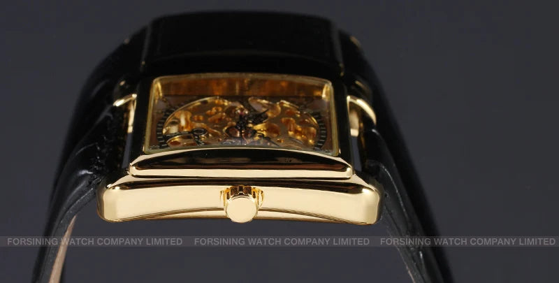 T-WINNER Watch Rectangular mechanical Watch Men's Watch Gold Belt Wrist Watch Hollow hand Mechanical watch