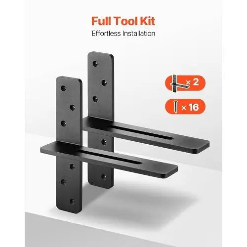W2B Heavy Duty 12 Inch/304.8 mm Floating Steel Shelf Brackets 2 Pcs for Cabinet Application