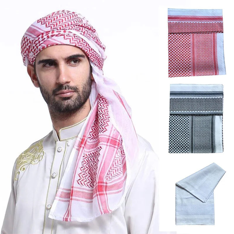 Muslim Shemagh Scarf Traditional Islamic Accessories Headscarf Islamic Neck Wrap Headscarf Windproof Arab Keffiyeh Shemagh Scarf