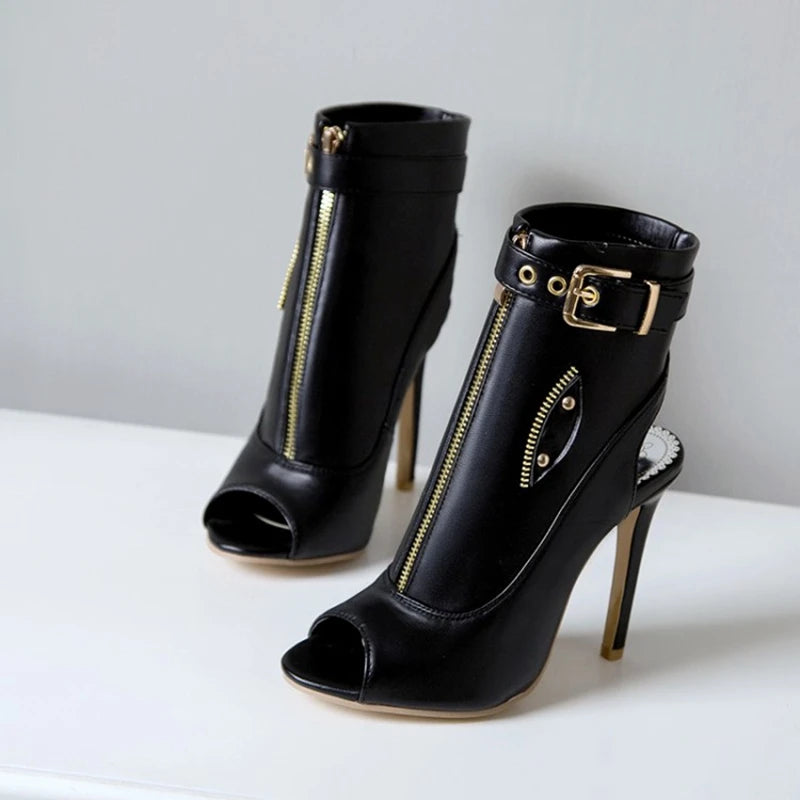 REAVE CAT Summer Sandals Ankle Boots Women 11cm Stiletto High Heels Shoes Peep Toe Ladies Big Size 34-50 F1505