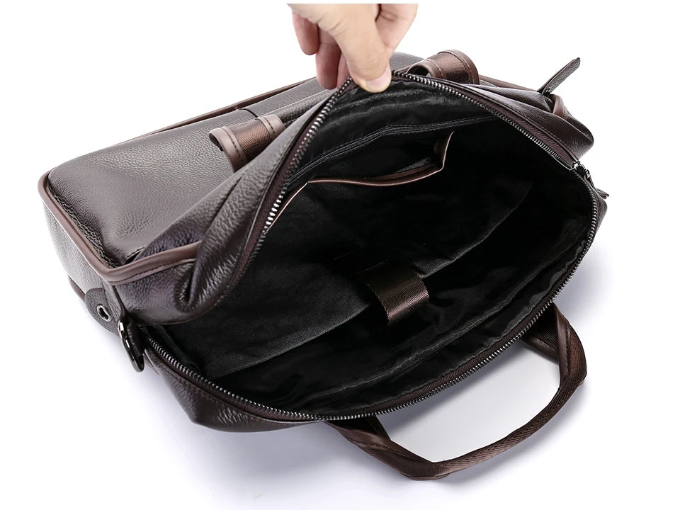 Brand Man Bag Genuine Leather Briefcase Men Business Handbag Messenger Bags Male Vintage Men's Shoulder Bag Large Capacity