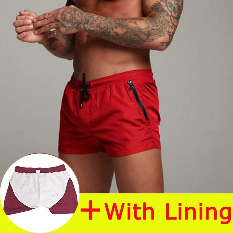 Mens Swim Short Swimwear Board Beach Shorts Quick Dry Men De Bain Homme Man Swimsuit Swim Trunks Bathing Beach Wear Surf Boxer